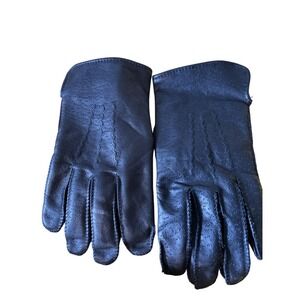 Insulated Genuine Perforated Leather Mens   Winter Gloves BLACK  LARGE